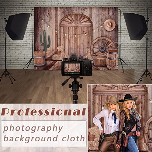 Cowboy Decorations Backdrop Western Party Decorations Rustic Background Banner Props Barn Farm Wild West Party Backdrop Vi...