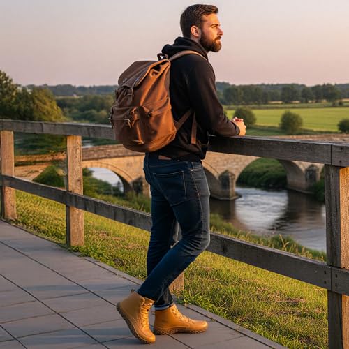 HARENCE Mens Wide Toe Barefoot Boots with Zero Drop Sole for Outdoor Camping Hiking Walking Non-Slip Waterproof