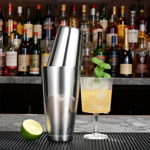 Plat Star Bulk Cocktail Shakers Bartending - 6pc Boston Bar Shaker Tins Stainless Steel, Commercial 18oz 28oz Metal Shakin...