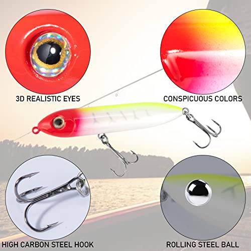 Alwonder Top Water Fishing Lures Kit for Saltwater and Freshwater, Bass Fishing Lures Treble Hooks Hard Baits, Walk-The-Do...