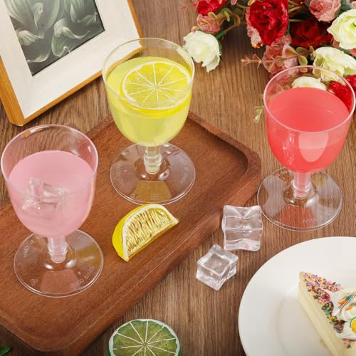 Vyndicca 48 PCS Disposable Plastic Wine Glasses,Clear Stackable Plastic Goblets,Hard Party Wine Cups with Stem for Wedding...