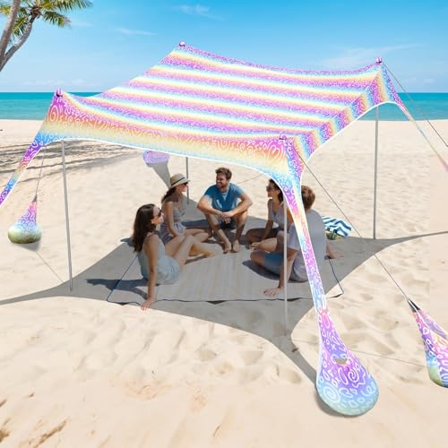 2PM SPORTS Beach Tent Canopy with UPF50+ UV Protection, Outdoor Large Beach Sun Shade Shelter for Family Picnic Camping Tr...