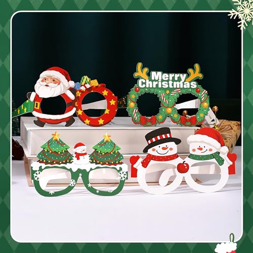 Gushijieju Christmas Accessories Glasses Cardstock, Christmas Party Favors Supplies Photo Booth Props Party Decorations 12...