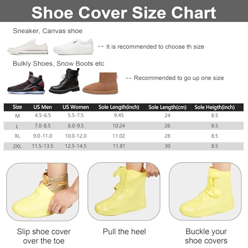 Dream Apparel Waterproof Rain Shoe Covers for Women Men, Non-Slip Reusable Foldable Boot Covers Rainproof Overshoes Over S...
