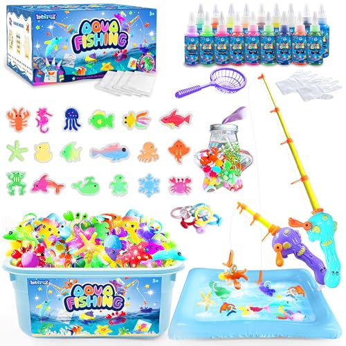 BEIREG Aqua Water Fairy Gel Kit, Magic Squishy Elf Water Toy Kit with 18 Color Gel, 18 Shape Molds, 2 Fishing Toy, Create ...