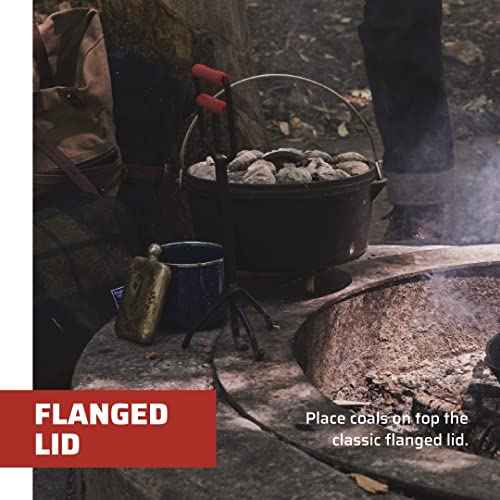 Camp Chef SDO10 10" Double Black Seasoned Cast Iron Dutch Oven with Lid