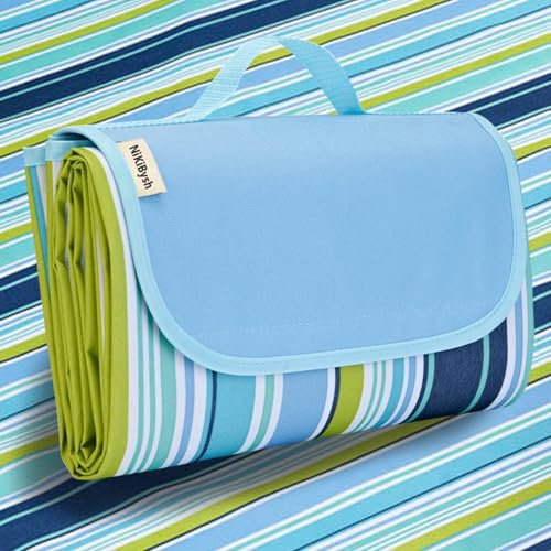 NiKiBysh Picnic Blanket Waterproof Washable Foldable 58''x78'',Extra Large Picnic Mat, Dual Layers for Outdoor Water-Resis...