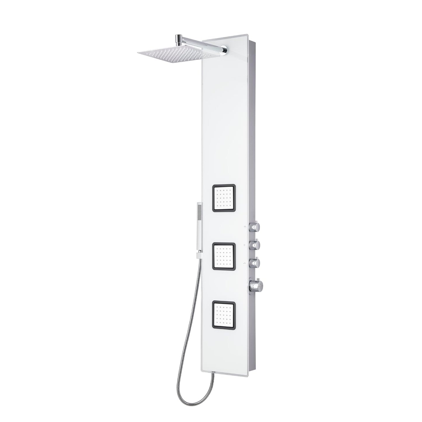 Blue Ocean ™ 59” Aluminum SPA8659 Thermostatic Shower Panel Tower with Rainfall Showerhead, 3 Sets Body Nozzles, and Handheld Showerhead, Shower Column