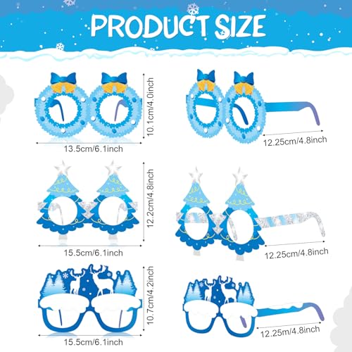 Harrycle 36 Pcs Winter Party Favors Snowflake Paper Eyeglasses Winter Wonderland Party Decorations Photo Booth Props for C...