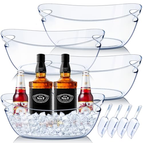 Emycool Ice Bucket, 5.5L Large Ice Buckets for Parties and Freezer, Plastic Beverage Tub for Cocktail Bar with Scoops for ...