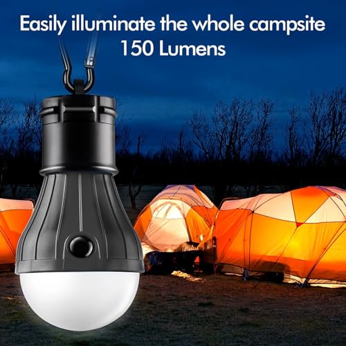 FLY2SKY Portable LED Tent Lamp Emergency Lights with Hook, Hurricane Bulb Lantern Equipment for Camping, Hiking, Backpacki...