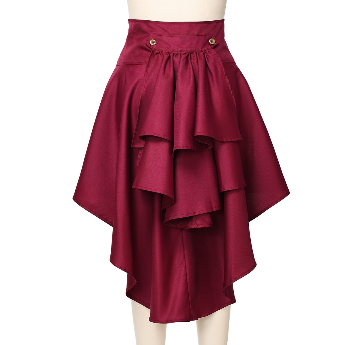 Steampunk Women's Skirts Waist Belt for Women Ruffles Pirate Corset Costumes (Red, Small)