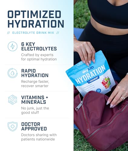 skyMD Daily Hydration | Electrolytes Powder Packets | Low Sugar, 10 Calories | 12 Vitamins & Minerals, Sodium | Drink Mix ...