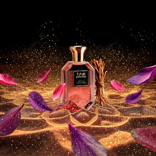 Jawhara Sultan Rose | Woody Floral Eau de Parfum 3.3 fl oz | Notes of Saffron, Taif Rose, Warm Vanilla, and White Musk | Long Lasting | Everyday Wear | Travel Size