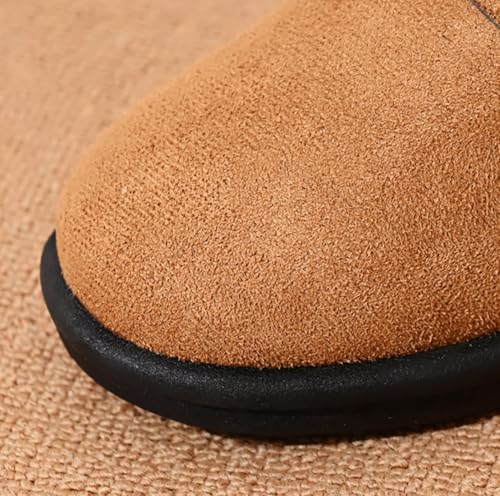 Women's Faux Suede Fuzzy Lined Loafers, Buckle Decor Slip-On Comfortable Warm Casual Shoes for Winter