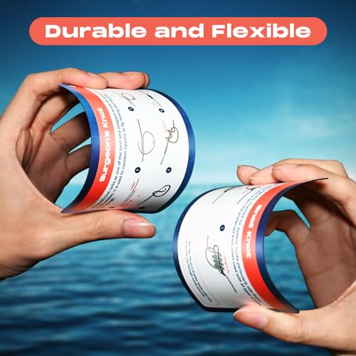 HOOK-EZE Fishing Knot Tying Cards, Waterproof Pocket Guide to 12 Essential Knots with Zinger Retractor, Fishing Gifts Gear...