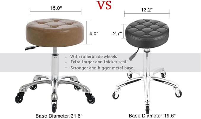 Professional Rolling Salon Stool – Wide Round Seat, Height-Adjustable Heavy-Duty Chair with Wheels for Salon, Spa, Tattoo & Home Office