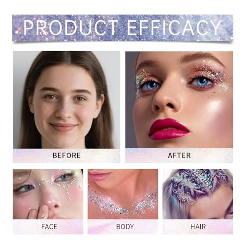 Face and Body Glitter Stick,Holographic Sparkling Neon Outfit Singer Concert Music Rave Festival Party Accessories Glitter...