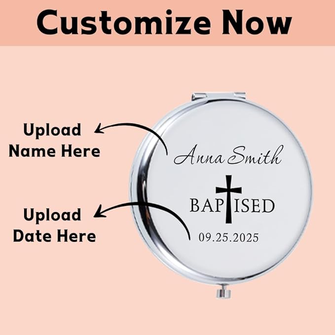 Eunigem Personalized Compact Mirror for Women-Custom Mirror Gifts for Bridesmaid,Wedding,Birthday,Mom,Friend,Wife,Christian