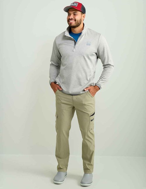 HUK Men's Coldfront+ 1/4 Zip, Performance Fishing Jacket, Harbor Mist Heather, X-Large