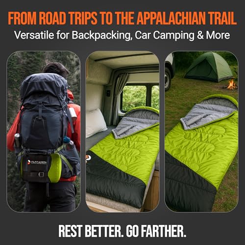 Flat Earth Performance Expedition Sleeping Bag with Compression Sack – 32°F/0°C for Teens/Adults Up to 6'2", Lightweight, ...