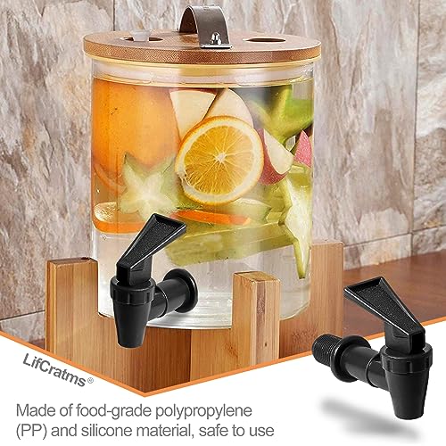 LifCratms 2Pcs BPA-Free Replacement Cooler Faucet, Black Plastic Water Spigot Spout Dispenser Tap Set, Reusable Water Croc...
