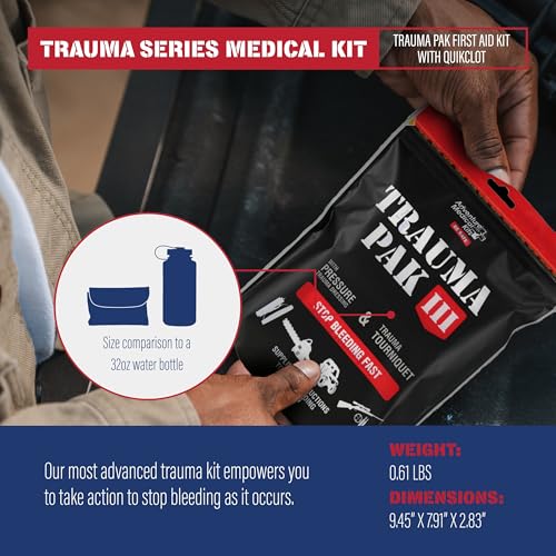 Adventure Medical Kit Trauma Pak III - Medical First Aid Kit - Emergency Trauma Kit with Trauma Bandage, Tourniquet, Traum...