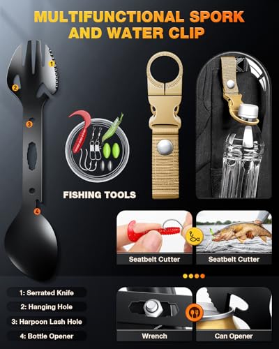 Gifts for Men-Christmas | 21-in-1 Survival Gear & Camping Accessories | Fishing & Hunting Equipment | Unique Birthday Gift...