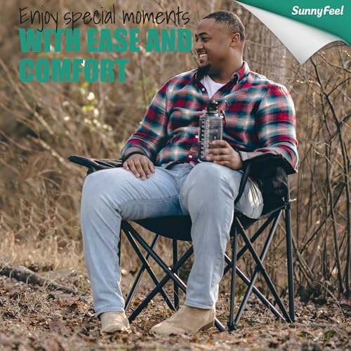 SUNNYFEEL UNNYFEEL Oversized Folding Camping Chair 500 LBS Heavy Duty Lawn Chairs with Portable Folding with Armrest, Cup ...