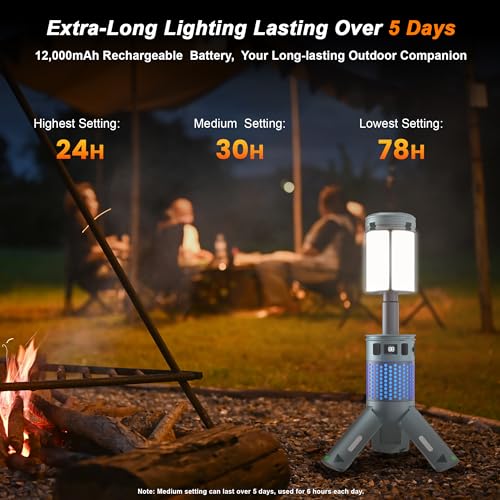 Camping Lights, Rechargeable Telescopic Camping Lights with Stand,12,000mAh Camping Lanterns & Lights with RGB, Magnetic B...