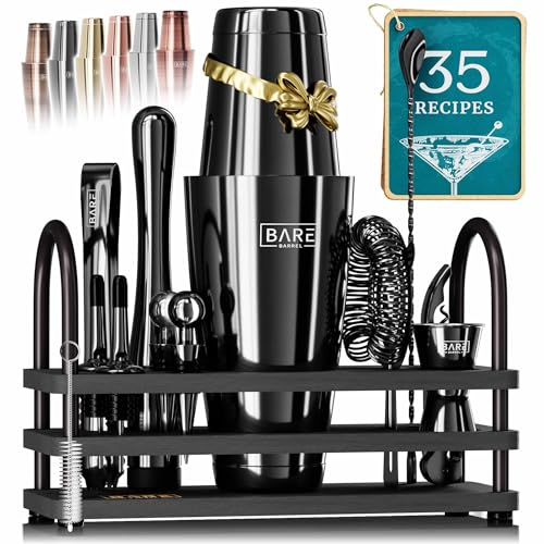 BARE BARREL® Mixology Bartender Kit Bar Set | 14-Piece Cocktail Shaker Set | Martini Barware Mixing Tools for Home Bartend...