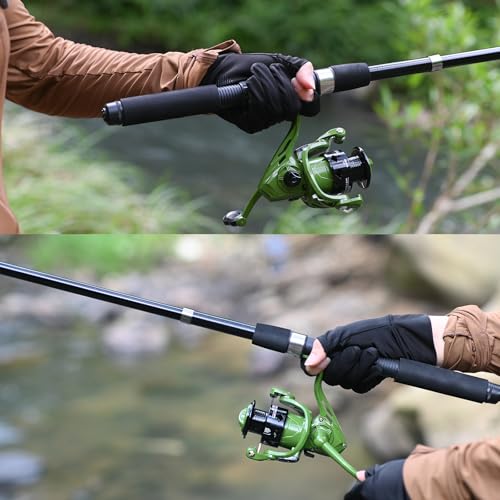 2PACK Fishing Pole Combo,Fishing Rod Combos with Telescopic Fishing Pole Spinning Reels Fishing Carrier Bag for Travel Sal...