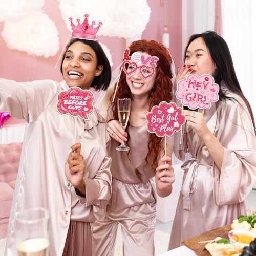 Galentines Day Decorations Photo Booth Props 16pcs Happy Galentines Day Decorations Photo Props for Party Pink Ladies Cele...