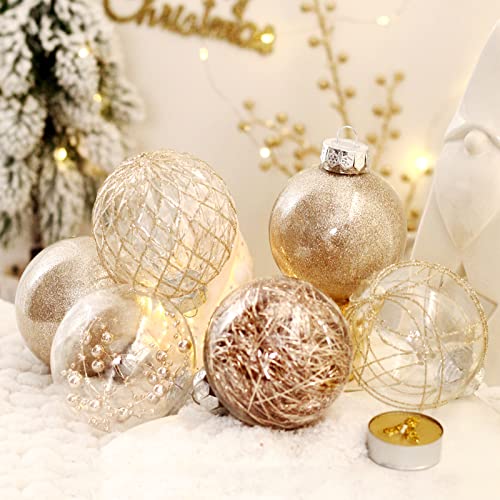 Clear Plastic Christmas Ball Ornaments, 30ct 2.36 Inch Champagne Balls for Tree Decoration - Shatterproof for Holiday Wedd...