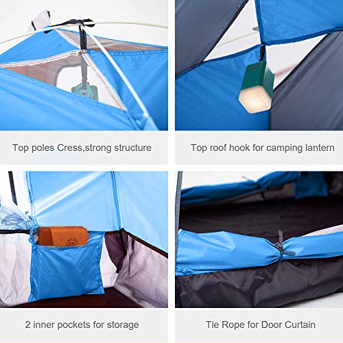 Ubon 2/3 Person Lightweight Instant Pop Up Indoor Outdoor Backyard Tent for Camping Backpacking