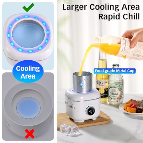 Cooling Cup with Mood Light,Electric Beverage Cooler with Aluminum Mug,2 in 1 Cup Cooler Warmer for Desktop for 30.2℉-15...