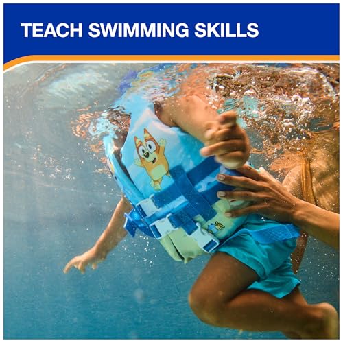 SwimWays Bluey Life Jacket, US Coast Guard Approved Kids Swim Vest, 33-55 lbs, Bluey