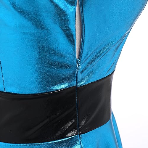 ODIZLI Women's Sleeveless Skateboarding Dress Metallic Dress for Women Sparkly Shiny Dresses Party Clothes