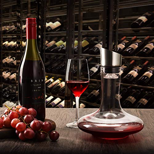 Wine Decanter Built-in Aerator Pourer, Wine Carafe, Red Wine Decanter,100% Lead-free Crystal Glass, Wine Hand-held Aerato...