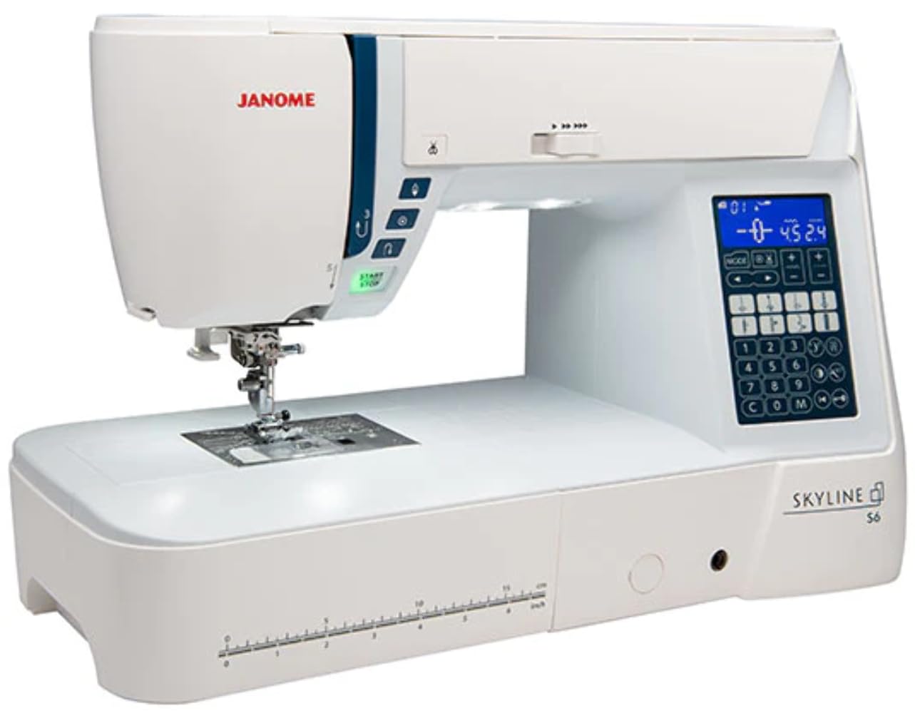 Janome Skyline S6 Sewing and Quilting Machine with 9mm Stitch Width, Mid-Size, White