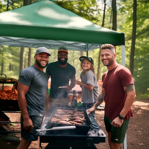 PHI VILLA Outdoor Pop up Canopy 10'x10' Tent Camping Sun Shelter-Series Party Tent, 100 Sq. Ft of Shade (Green)