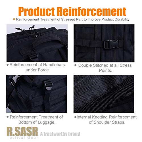 R.SASR Military Tactical Backpack 45L Large Tactical Backpack for Men, Hiking Rucksack With Bottle Holder