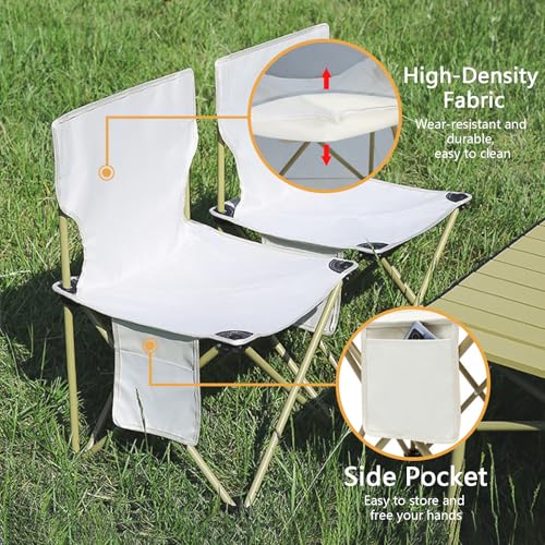 Soulagers Outdoor Camping Chair, Collapsible Chair with Side Pocket and Carry Bag, Folding Chair for Camping, Beach, Picni...