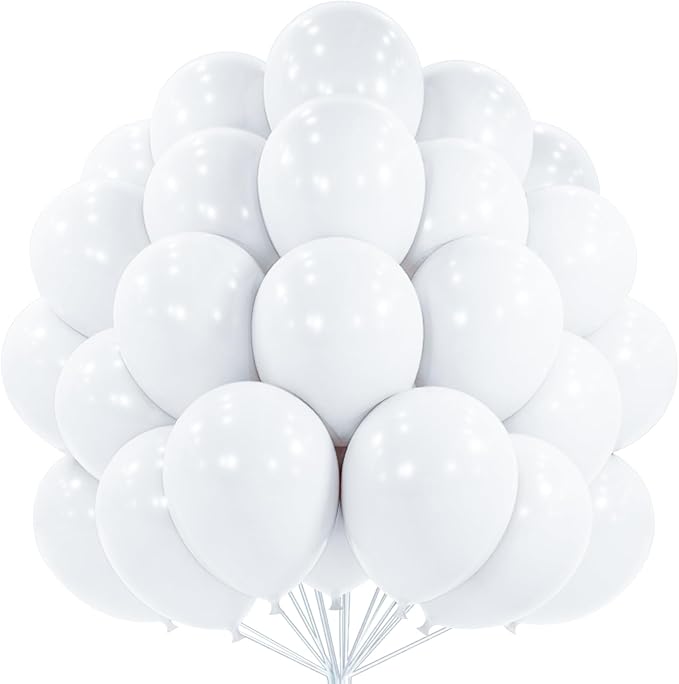 PartyWoo White Balloons 100 pcs 12 Inch Latex Helium Pastel White Balloons for Wedding Baby Shower Birthday Bridal Shower ...