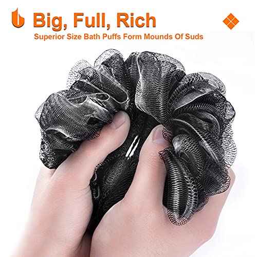 Urbanstrive Shower Bath Sponge XL 75g Soft Shower Loofahs Balls for Body Wash Men Women Bathroom Accessories, 1 Pack, Black