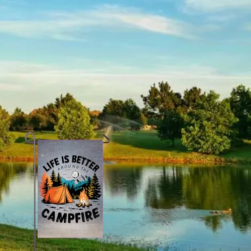 Camping Garden Flag 12x18 Inch Double Sided Life is Better Around The Campfire Camping Flags for Campsite RV Camper Yard O...