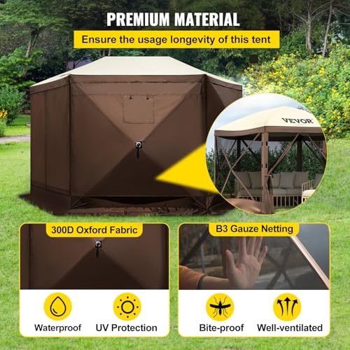 VEVOR Pop Up Gazebo Screen Tent, Pop-Up Instant Gazebo Tents with Mosquito Netting Outdoor Canopy, 6 Sided Sun Shelter 10x...