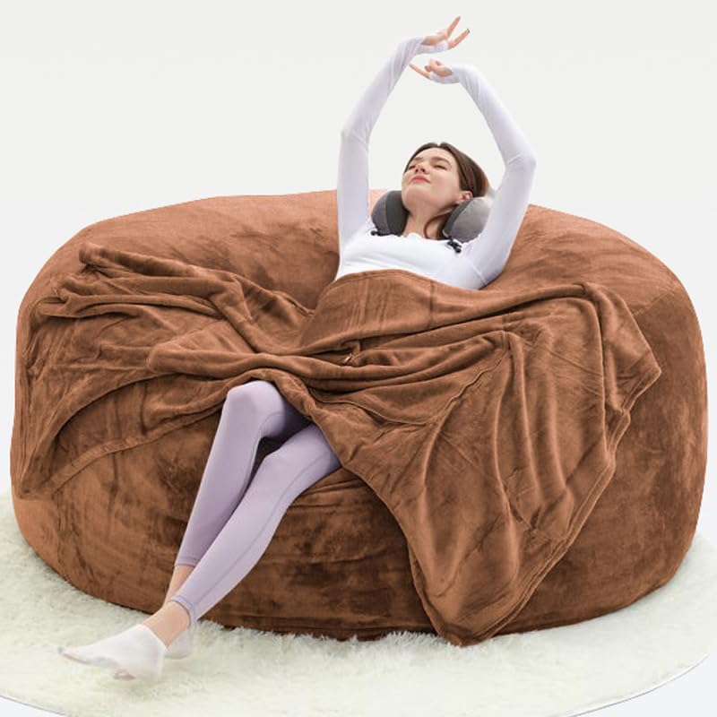 4FT，Bean Bag Chairs for Adults，Bean Bag with Filler Included，Memory Foam Chair，Soft Flannel Washable Cover, Ideal Reading Chair for Bedroom and Dormitory. (Dark Gray, 4 Foot)
