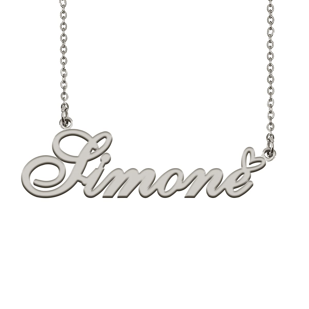HUAN XUN Personalized Name Necklace Silver Simone Necklace for Women Best Bridesmaid Heart Pendant Jewelry Gift