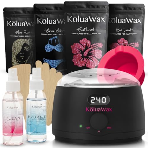 KoluaWax Premium Waxing Kit for Women - Beginner Friendly - Complete Wax Kit that includes 14oz of Wax Beads, Applicator, ...